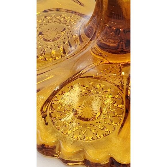 Daisy & Button Crimped Tall Compote Amber Imperial Glass Ohio 7" Tall VTG 1970's - Picture 7 of 16